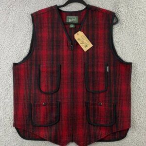 Woolrich Utility Vest Mens Large Wool Hunting Workwear Buffalo Plaid Red NEW‎